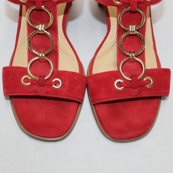 Nurture Lenna Red Suede Leather Sandals - Picture 2 of 9